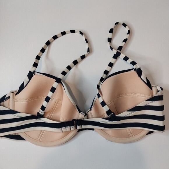 J. Crew Bikini Swimsuit Blue & White Striped Tie Style NWT Women's L 36C - Picture 3 of 8